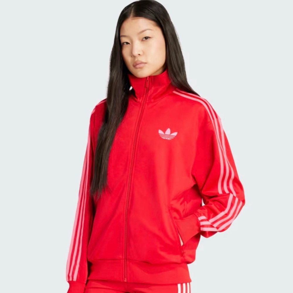NWT! Adidas Adicolor Classic Firebird Loose Track Jacket - Red and Pink, XXS